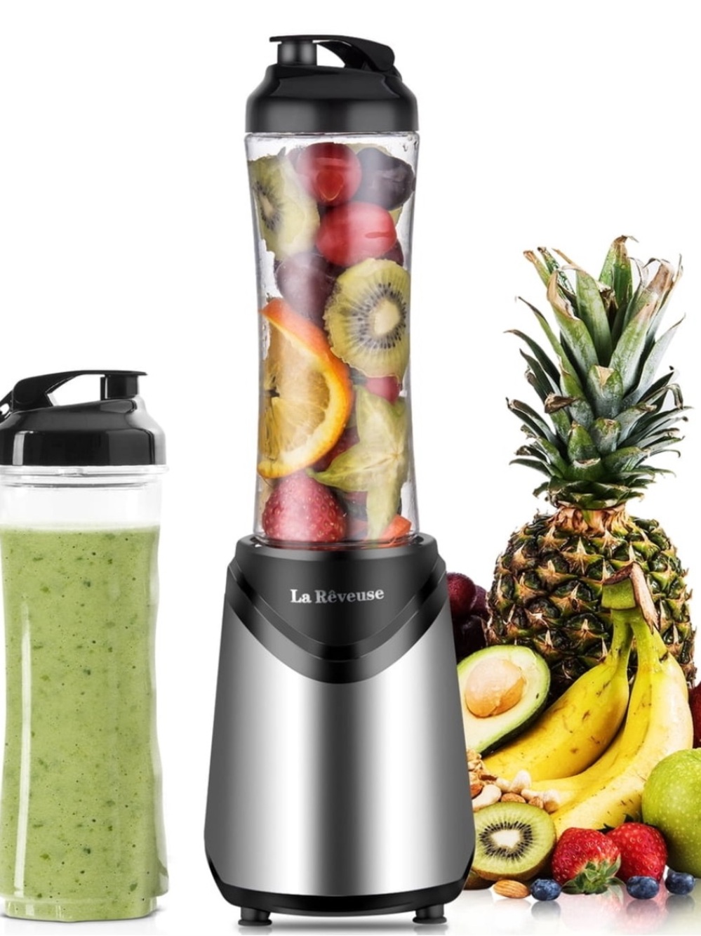 La Rêveuse Silver Personal Blender with Sip & Seal Lid